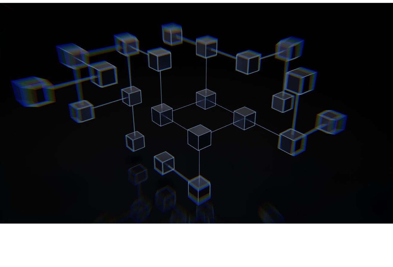 3D illustration of connected blockchain blocks representing how real estate tokenization records fractional property ownership on a distributed ledger
